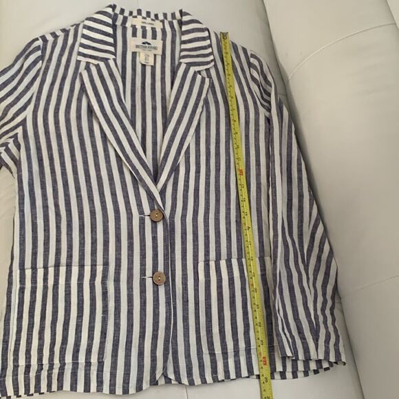 British Khaki LinenNautical Striped Lightweight Blazer Size M - Picture 7 of 9